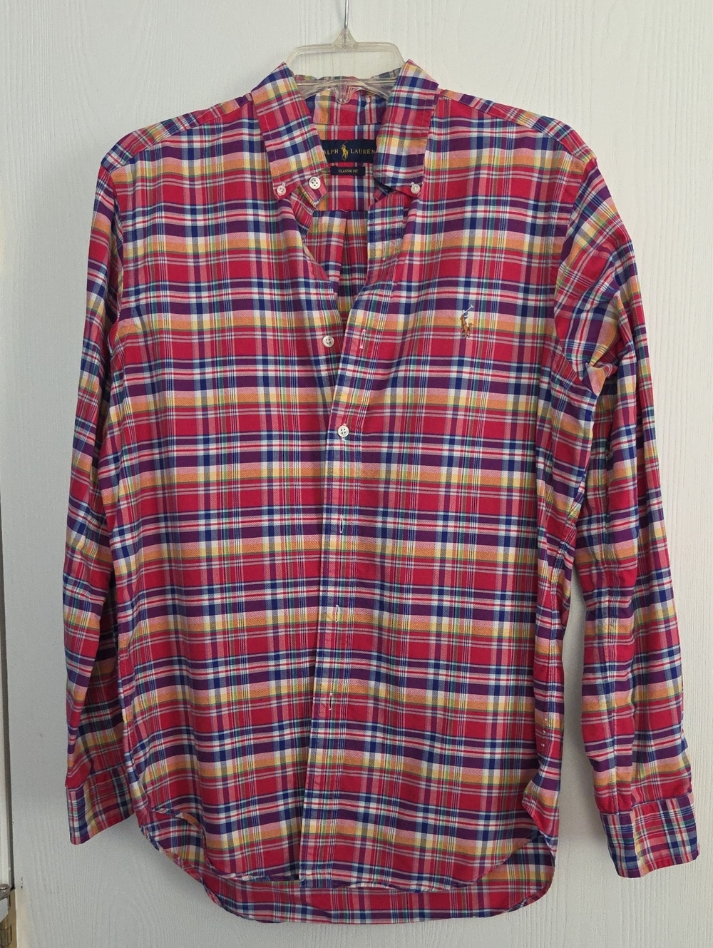 Ralph Lauren Men's Pink, Yellow & Purple Plaid Button-Down Shirt
